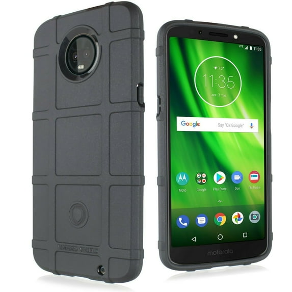 for 5.7" Motorola Moto G6 Shield Wrap Shockproof Hybrid Scratch Resistant Raised Bevel Design Enhance Camera and Tempered Stained Glass Screen Protection Armor Impact Bumper Phone Case Black