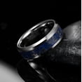 thumbnail image 3 of 8mm Wide Steel-colored Inlaid Lapis Lazuli Natural Stone Men's Tungsten Steel Ring, 3 of 4