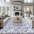 thumbnail image 4 of Area Rug for Living Room, Blue Geometric Non-Slip Indoor Large Carpet for Bedroom/Dining Room, Watercolor Chevron Abstract Washable Low-Profile Rectangle Floor Runner Rugs - 6 x 9 Ft, 4 of 7