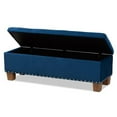 thumbnail image 2 of Bowery Hill Navy Blue Velvet Upholstered Storage Ottoman Bench, 2 of 11