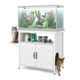 thumbnail image 2 of JOIVI 40-50 Gallon Fish Tank Stand with Hidden Cat Litter Box Cabinet and Cat Perch, Cat Viewing Aquarium Stand with Storage Shelf, 36.2"x20.5" Tabletop, 660 LBS Capacity, White, 2 of 7