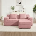thumbnail image 2 of Pink Corduroy L-Shaped Sectional Sofa with Ottoman, No Assembly Cloud Couch, Deep Seat Modern Boneless Sofa for Living Room, 2 of 11