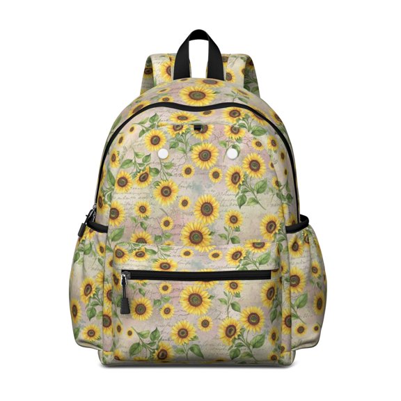 Sunflower Pink Pattern Cute School Backpack with Padded Back and Adjustable Shoulder Straps 13.4"x11"x4.7"