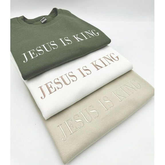 Jesus is King embroidered Sweatshirt, Unisex Sweatshirt-LINHKHA
