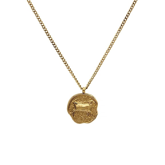 Blue Box Boutique Inc Gold Stainless Steel Aries Zodiac Pendant Necklace for Women, Teens | Horoscope, Birthday Gift