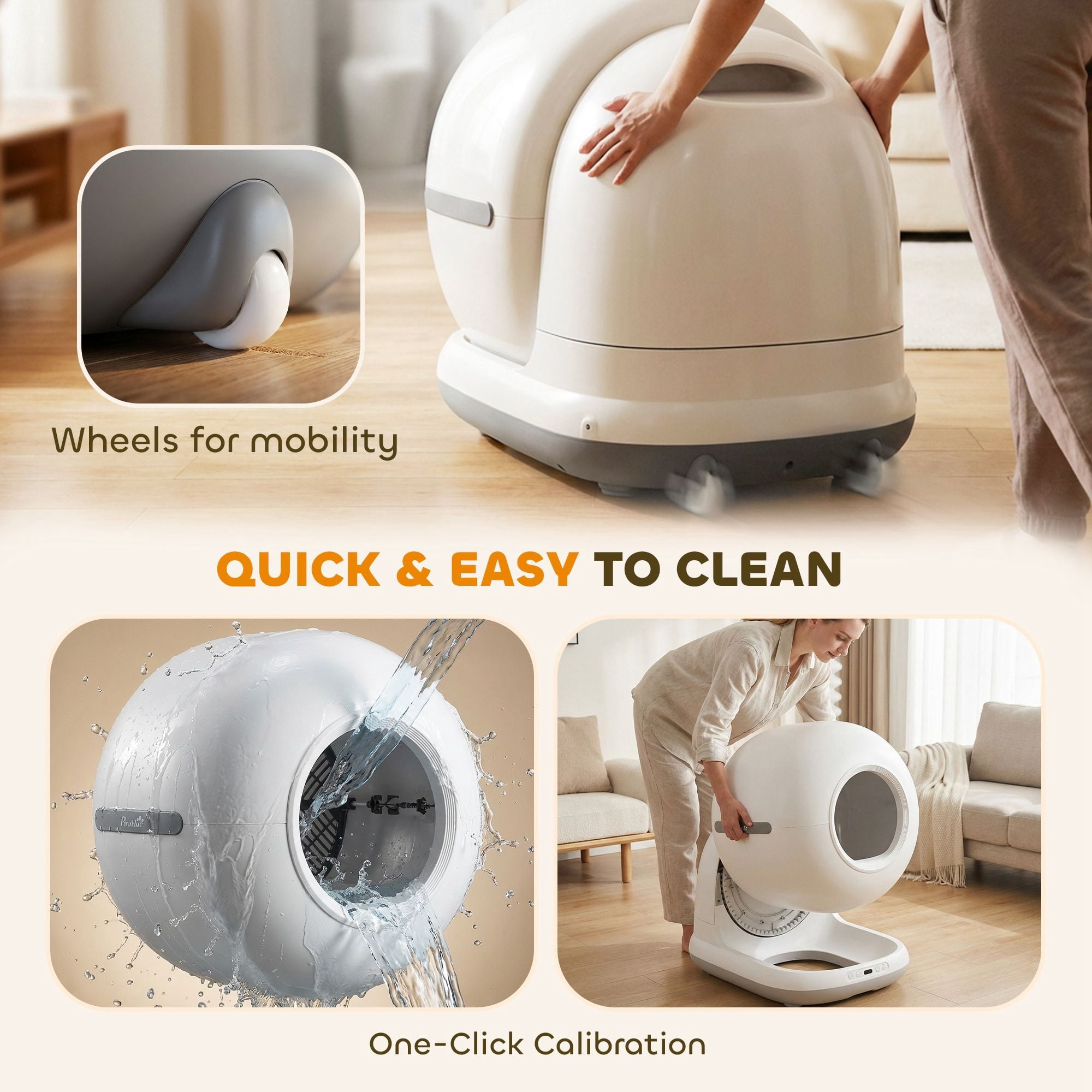 Dranite 72L Auto Litter Box, App, Odor & Noise Control, Sensors, Gel
