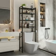 thumbnail image 2 of Biemlerfn Over The Toilet Storage Shelf, 4-Tier Wooden Bathroom Organizer Adjustable Saver Space Rack with Toilet Paper Holder, Black, 2 of 8