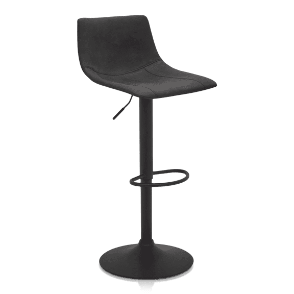 Bouclair Black Textured Faux Leather & Metal Adjustable Bar Stool