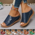 thumbnail image 3 of Dakaela Womens Summer Beach Sandals Open Toe Wedge Slides Ladies Comfortable Dressy Platform Slippers, 3 of 5