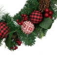 thumbnail image 5 of Northlight Red Bow and Mixed Foliage Artificial Christmas Wreath with Ornaments, 30-Inch, 5 of 7