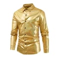 thumbnail image 2 of XDZJLR Mens Dress Shirts Sparkly Bright Button Up Shirt Clothing Lapel Bright T Shirt For Disco Party Nightclub Prom Xl, 2 of 9