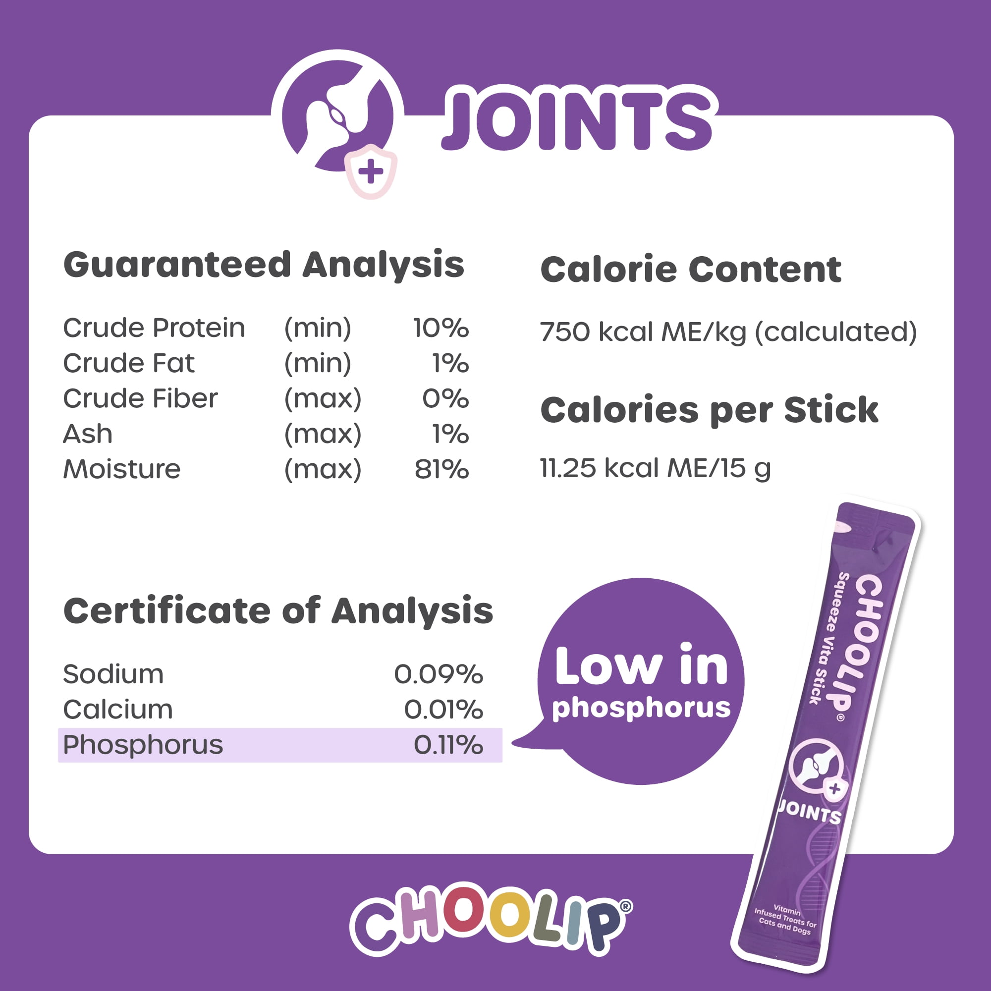 Choolip Vita Stick Joint Support Lickable Treats for Cats & Dogs, 25.9 oz (7 Pouches, 49ct)