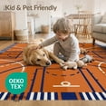 thumbnail image 4 of ODIKA 8'x10' Washable Area Rug Striped Borders Blanket Football Bold Center Round Basketball Hoop Playful for King Size Bedroom Under Bed, Master Suite, Non-Shedding, Easy Care, 4 of 7