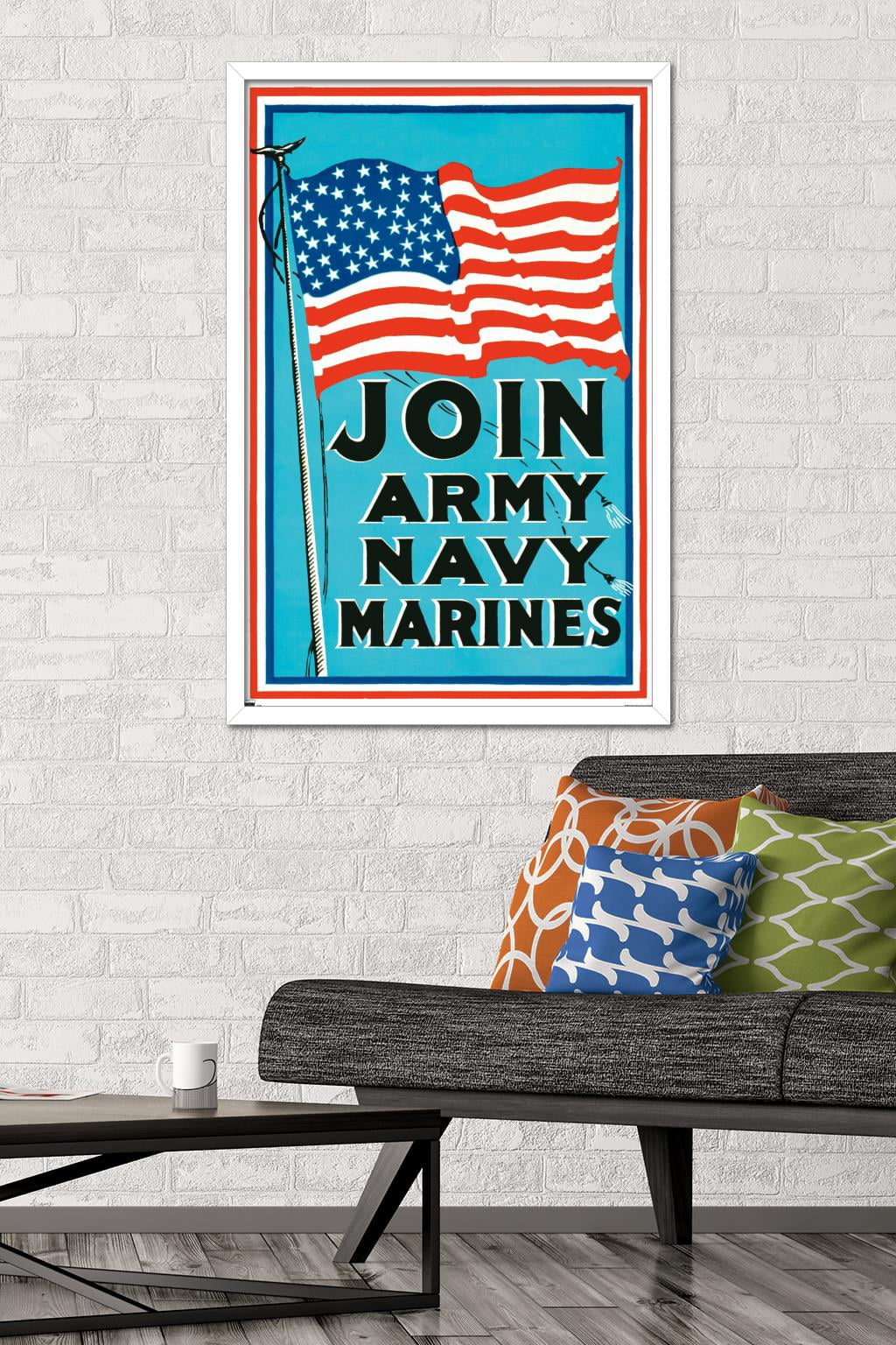 Join Army Navy Marines Wall Poster, 22.375" x 34" Framed