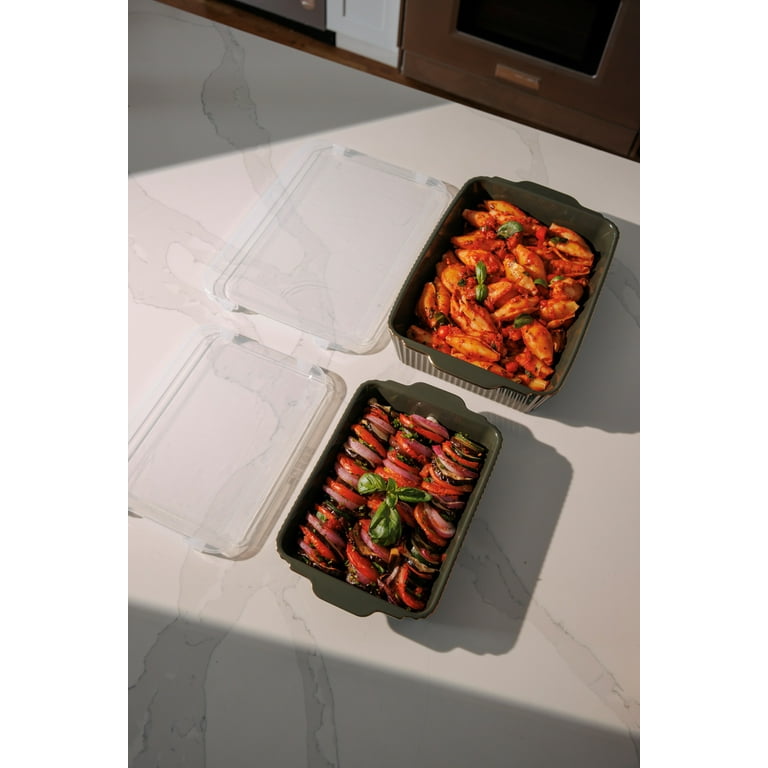 Thyme & Table 4-Piece Stoneware Bakeware Set, Includes Lids, 9