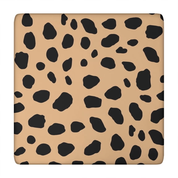 Brown and Black Of Leopard Print Square Fitted Tablecloth with Elastic Edge,Square Table Cover,Washable Elastic Table Cover for Home Kitchen Party Decor 34"x34"