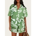 thumbnail image 4 of PRETTYGARDEN Women Summer 2 Piece Beach Outfits Printed Short Sleeve Tops Lounge Shorts Casual Tracksuit Set, 4 of 4
