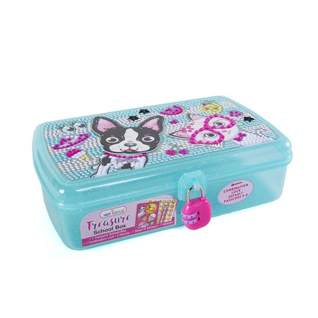 Hot Focus Treasure School Box with Lock Best Pals Girls Pencil Case Box Includes Pencils, Notepad and