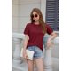 thumbnail image 5 of Camisetas de Corta con Encaje para Mujer, Estilo Ejecutivo, Color Rojo Vino, Talla L, 5 of 9