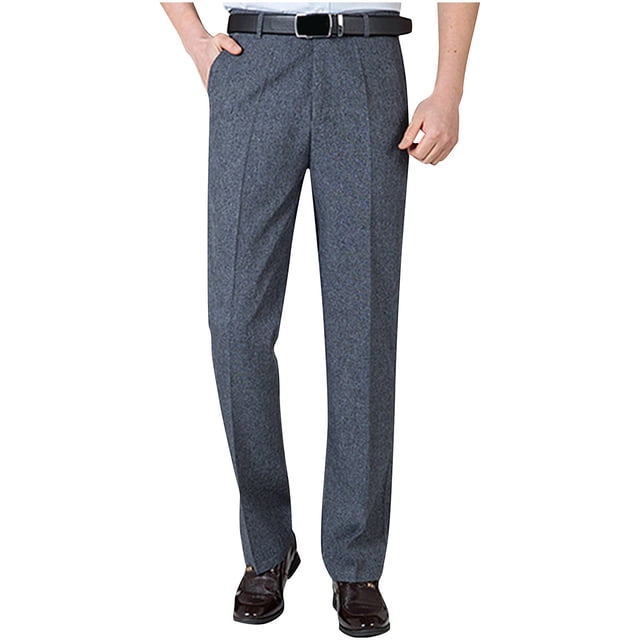 Birdeem Mens Spring Summer and Linen Casual High-Waisted Straight Leg Loose Business Pants