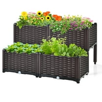 Patiojoy Outdoor 4 Set Planter Vertical Elevated Raised Garden Bed Planter Box Kit for Backyard Patio