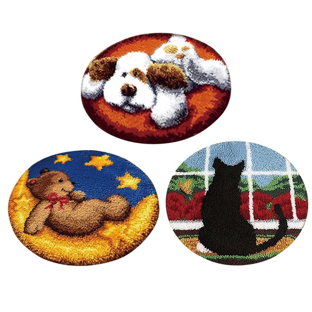 3 juegos de kits de ganchos de pestillo para perros, gatos, gatos y perros para la fabricación de alfombras de cojines, con impreso, agujas de Baoblaze Kits de enganche de enganches de alfombras