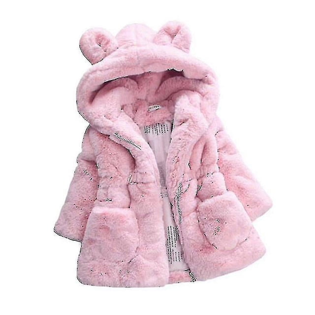 Chaqueta de forro polar con capucha de piel sintética mullida para niña y niño, ropa de abrigo cálida para invierno_x_y