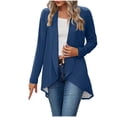 thumbnail image 1 of tarylea Hauts pour Femmes Tendance Col Rabattu Ourlet Irrégulier Cardigan Manches Longues Tunique Uni Décontractée Ample Hauts d'Automne, 1 of 7