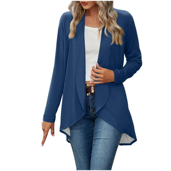 Chiccall Womens Cardigans Lightweight Long Sleeve Open Front Lapel 2025 Casual Long Cardigan Outerwear with Pockets