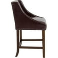 thumbnail image 4 of Home Square Carmel 24" Leather Counter Stool in Brown and Walnut - Set of 2, 4 of 6