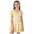 thumbnail image 2 of HOMADLES Girls Casual Dress, Little Girls Dresses Crewneck Flutter Sleeve Summer Ruffle Dresses Girls Party Dresses Pleated Dress Yellow 12-13 T, 2 of 6
