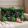 thumbnail image 2 of St. Patrick's Day Outdoor Waterproof Pillow Covers, Spring Lucky Shamrocks Green Gnomes Black Decorative Square Throw Pillowcase Sofa Cushion Sham for Patio/Couch/Chair, 18"x18" 2 Pack, 2 of 8