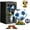 Blue, variant on Soccer Ball Shaped Rotating Drinking Glass Cup | 10oz Football Beer Mug with Gold Base & Stainless Steel Ice Puck | 360 Spinning Whiskey Tumbler for Men, Sports Fans Gift