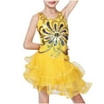 thumbnail image 2 of Spazoro Kids Girls Dress Skirts, Solid Color Princess Pageant Party Birthday Wedding Sequin Suspenders Mesh Dresses for Child Girls Yellow Size 4 T, 2 of 4