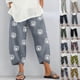 thumbnail image 2 of Pantalones harén para mujer, pantalones de pierna ancha de cintura elástica de lino y algodón Vintage, pantalones recortados holgados con bolsillos sólidos informales para mujer, S-5XL Tan Jianjun unisex, 2 of 2