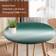 thumbnail image 3 of Turquoise Ombre Round Tablecloth 55-60 Inch Round Fitted Table Cloth with Elastic Edge, Contemporary Abstract Gradient Waterproof Table Cover Protector for Outdoor Picnic Party Dining, 3 of 9