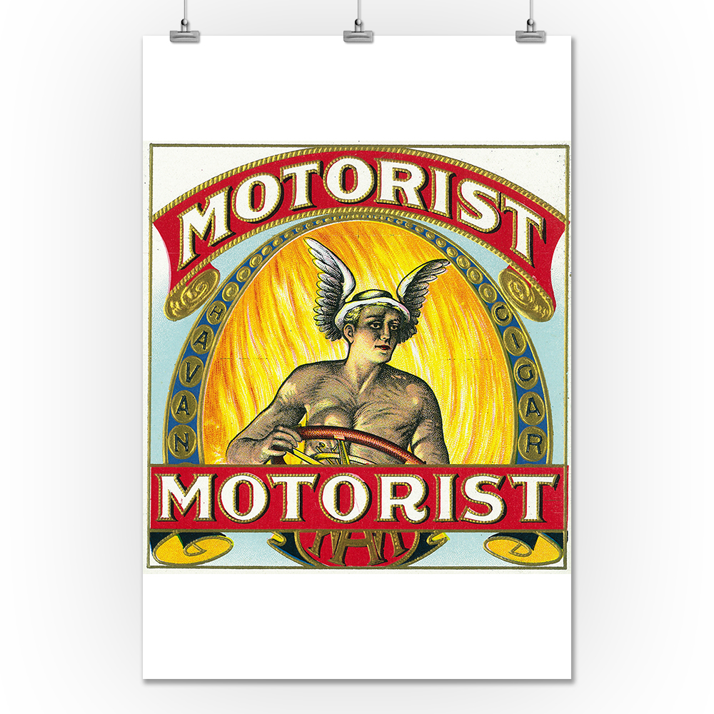 motorist brand cigar box label automobilia 24x36 giclee