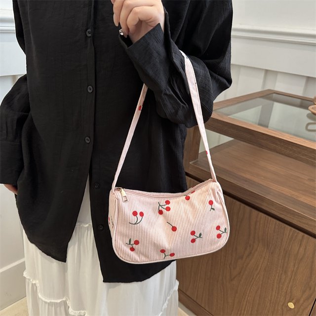 Bolso Bolsas Hombro Mujeres Chicas Pana Cólica Cerezo Cierre La Comprador para El