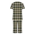 thumbnail image 5 of SDNall Pajama Set for Women, Round Neck Short Sleeve Sleepshirt and Pants, Lattice Print Loungewear with Pockets, Soft and Breathable Fabric for Summer, 5 of 6