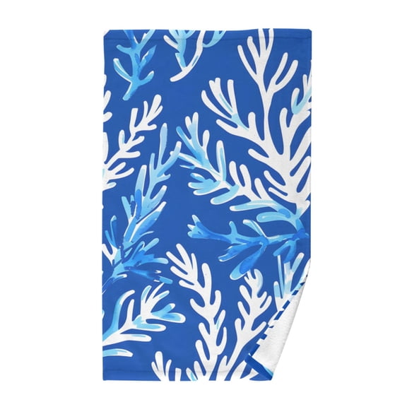 Blue Corals Pure Cotton Bath Towel Hand Towel 1 Piece for Pool Beach Gym 16" x 28"