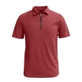 thumbnail image 5 of COSFO Short Sleeve Polo Shirts Men Waffle Red Golf Shirt Loose Fit Casual Quarter Zip Collared Shirts for Men M, 5 of 5
