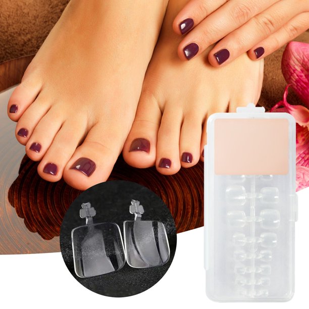 DUHGBNE Full Coverage Clear Nail Tips Foot Clear Nail Chips 120 Pieces