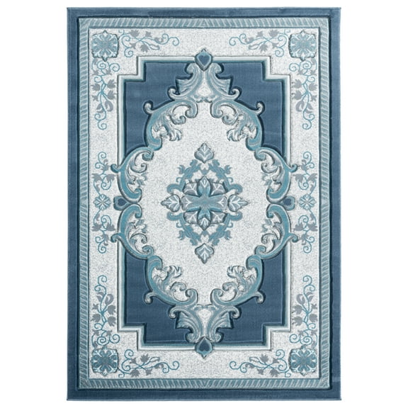 United Weavers Bristol Area Rug 2050 10563 Fallon Aqua Medallion Curls 7' 10 x 7' 10" Rectangle