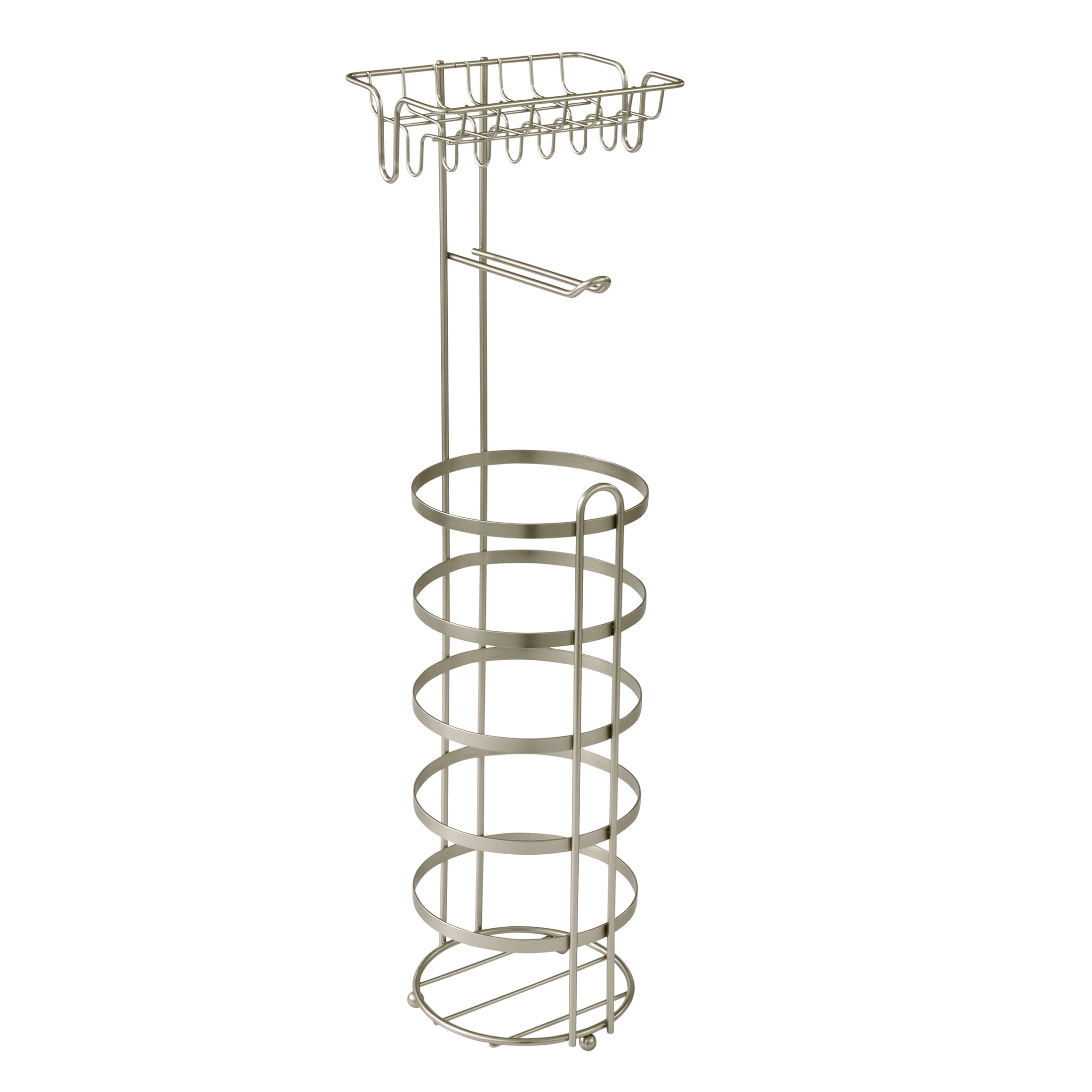 Better Homes & Gardens Free Standing Toilet Paper Holder and Reserves Satin Nickel, Fully Assembled