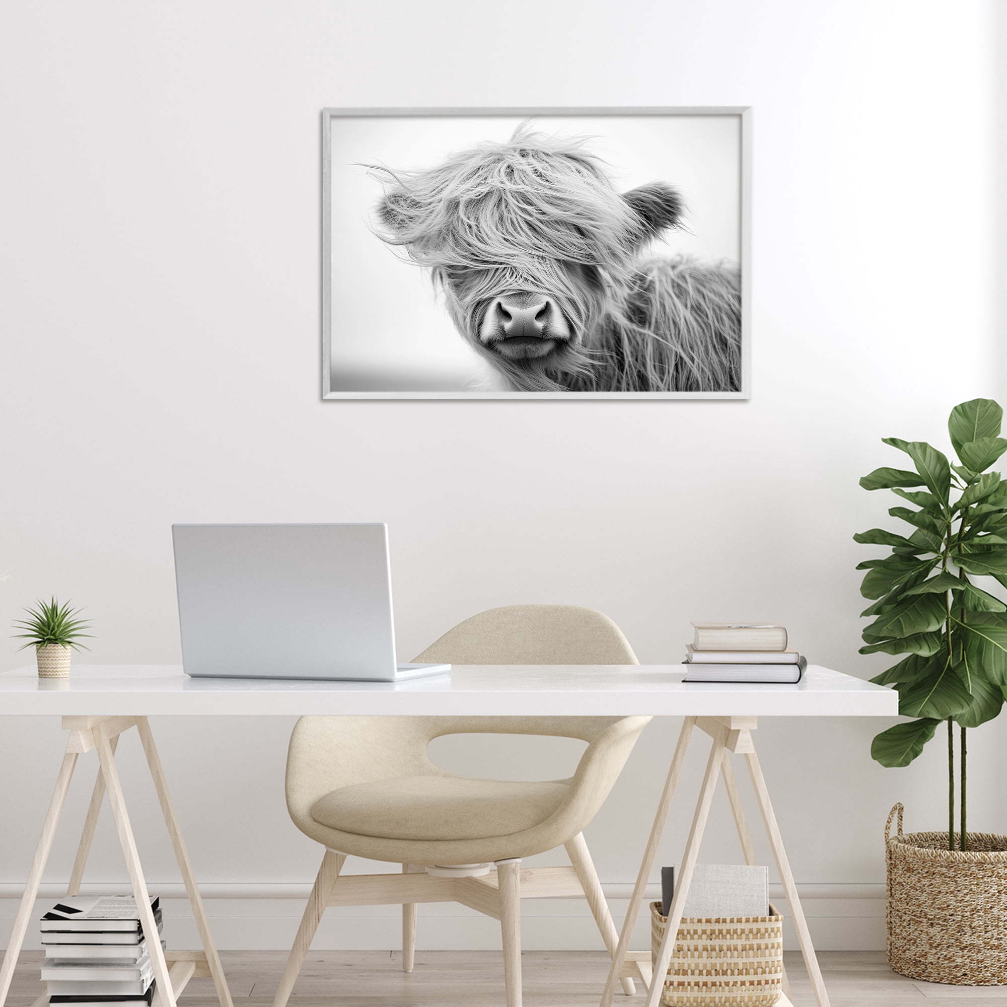 Stupell Industries Easy Breezy Cattle White Framed Giclee Art, design by Tina LeCour