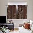 thumbnail image 4 of Brown Flowers Kitchen Curtains Window Panels, Pastoral Abstract Floral Minimalist Art Insulated Window Treatment Curtain, Grommet Curtains for Bedroom/Living Room/Bathroom, 2 Piece 52"Wx45"L, 4 of 8