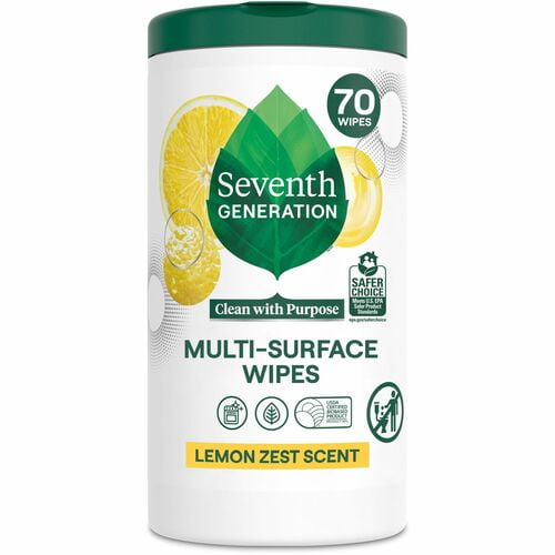Seventh Generation Multipurpose Wipes, Lemon Zest Scent, Versatile, Bio-based, Clear (44998) | 2-Pack (2 Total)