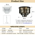 thumbnail image 3 of 6-Lights Modern Matte Black 3-Tier Round Fringe Flush Mount Lighting with Smoke Crystal, 3 of 8