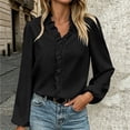 thumbnail image 5 of cocolona Blouses for Women Trendy Ruffle V Neck Long Sleeve Pullover Fall Shirts Fashion Casual Solid Color Fall Tops Outfits, 5 of 5