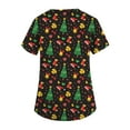 thumbnail image 3 of Dwellite Christmas Scrub Tops for Women Plus Size Short Sleeve V-Neck Funny Printed Scrub Top 2025 Holiday Medical Nursing Uniforms Dark Gray 4XL, 3 of 5
